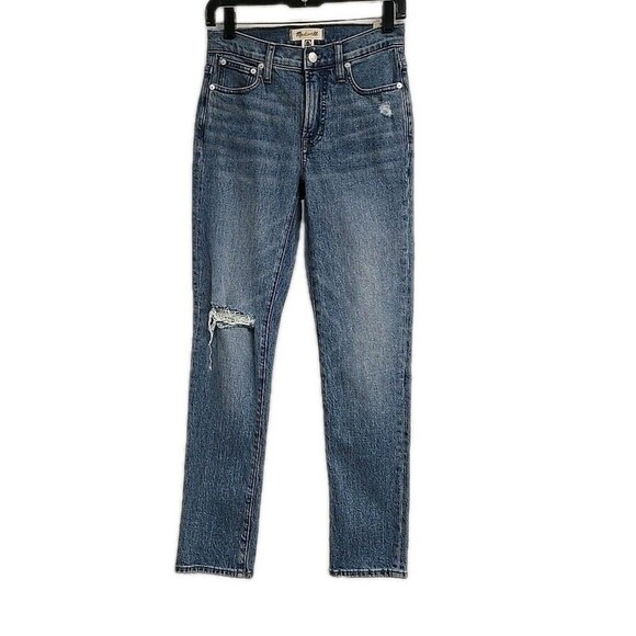 Madewell The Mid-Rise Perfect Vintage Jean Distressed Blue Women’s Size 23 NWT - Picture 2 of 12